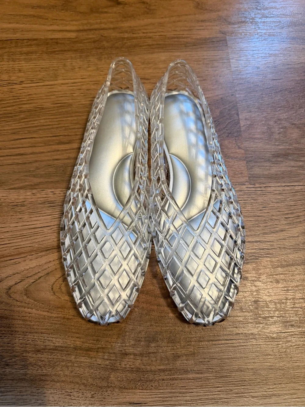 Clear Jelly Shoe Ballet Flats - Silver Insole - BRAND NEW
